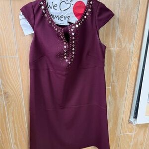 Jessica Simpson Burgundy Dress with Gold Accents